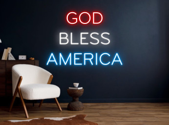 God Bless America Neon Sign Independence Day Wall Decor