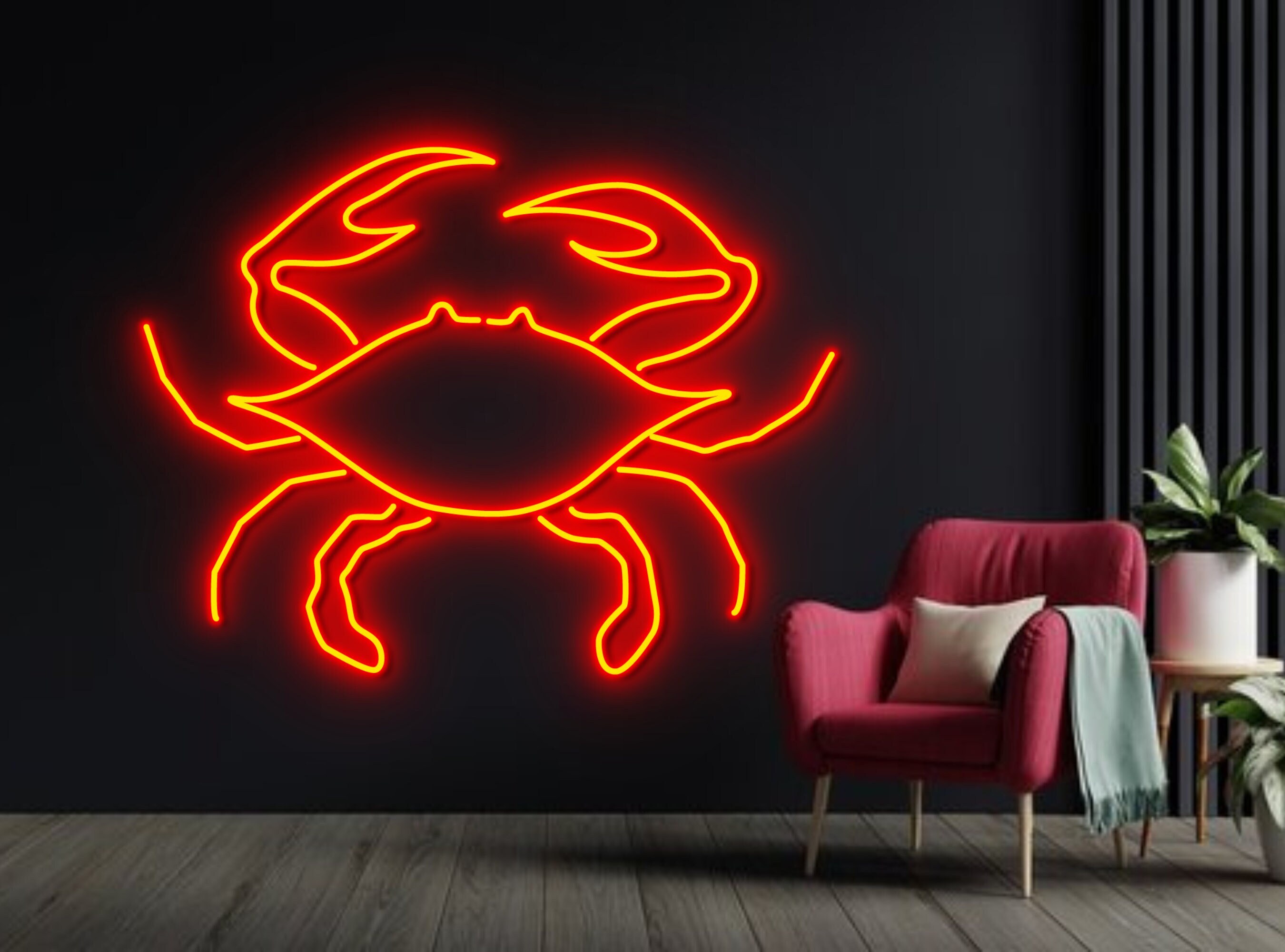 Crab Seafood Open House Restaurant Neon Sign Beach Kitchen Decor