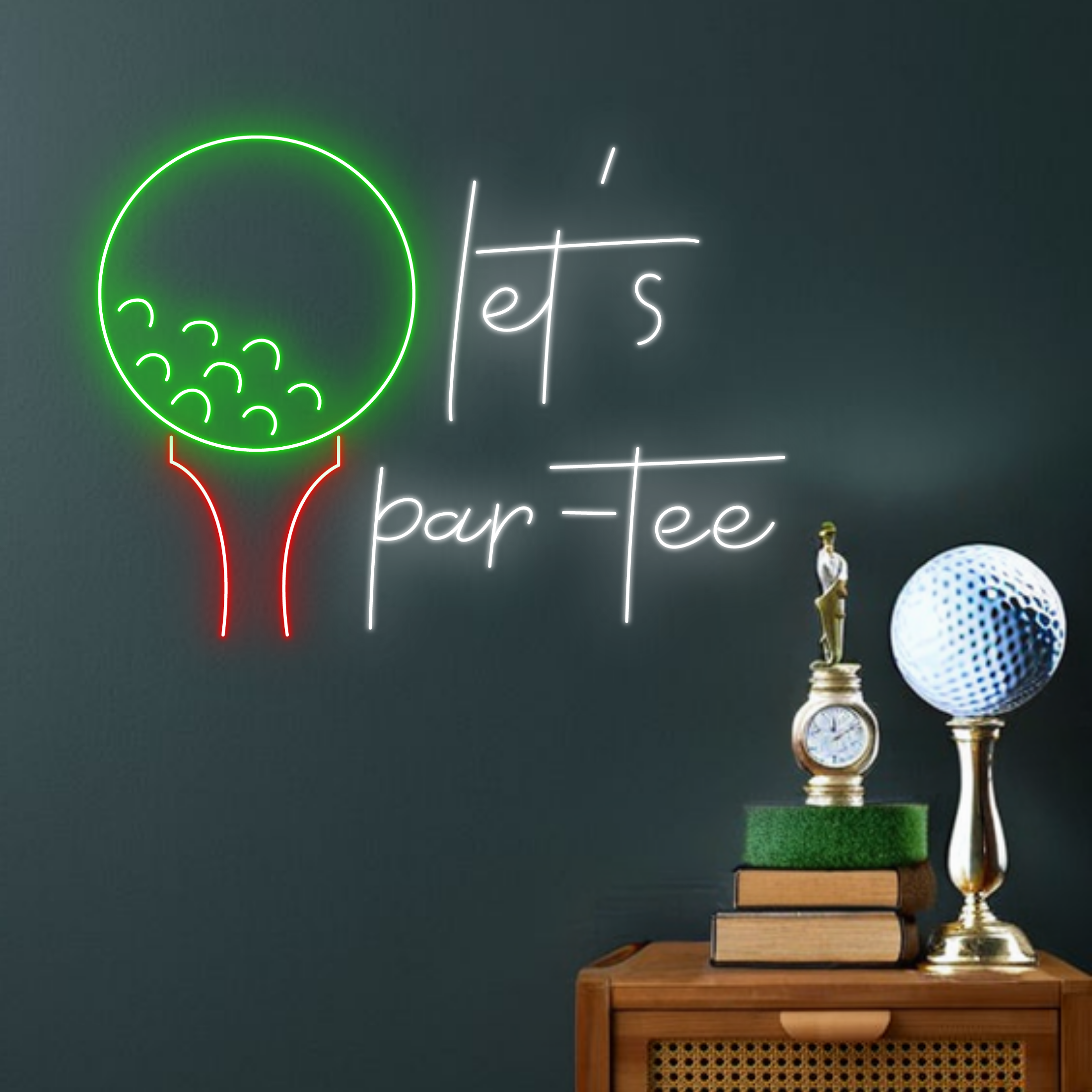 Let's Par-Tee Neon Signs Golf Club Decor Signboard