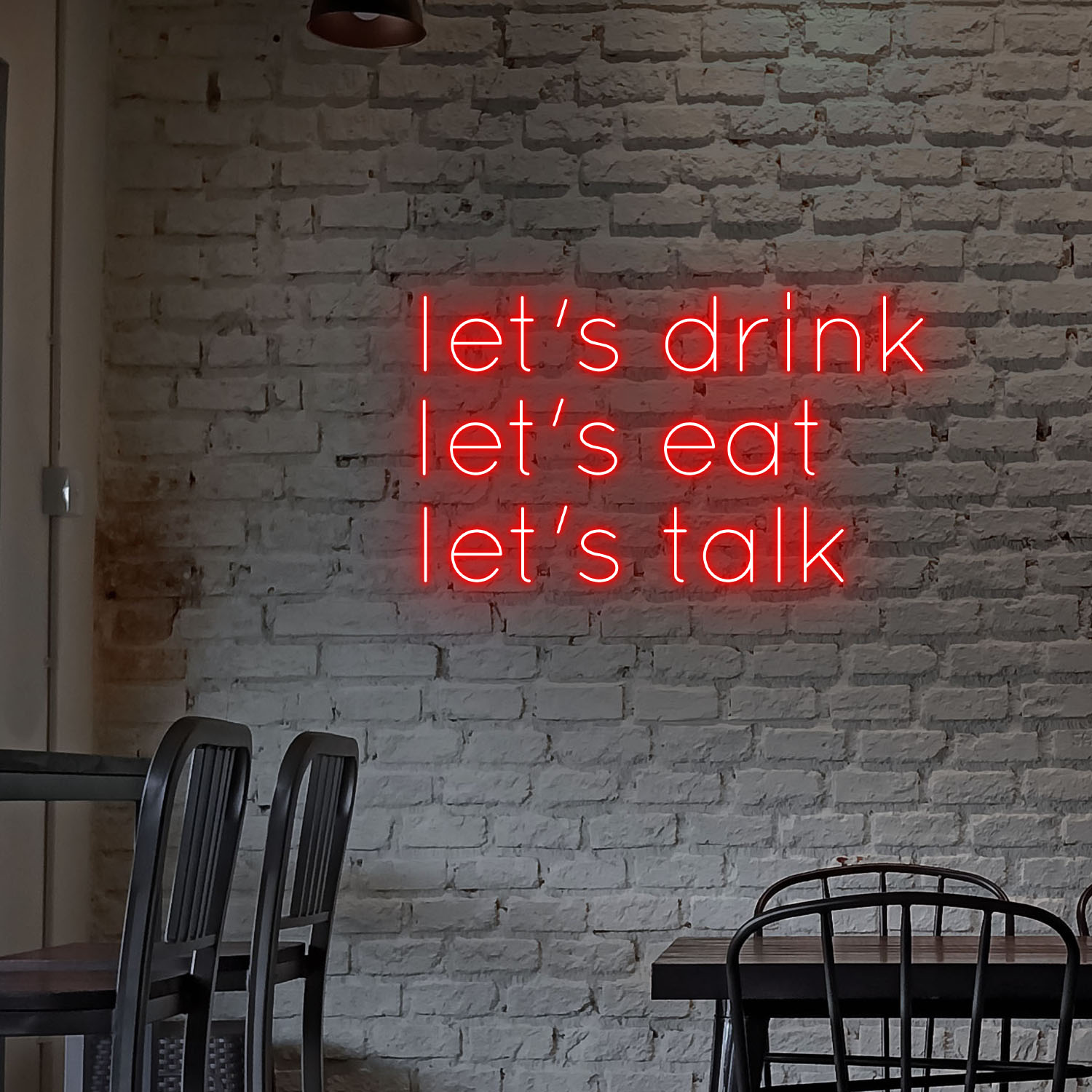 Let's Drink Let's Eat Let's Talk Neon LED Sign Restaurant Wall Art Decor