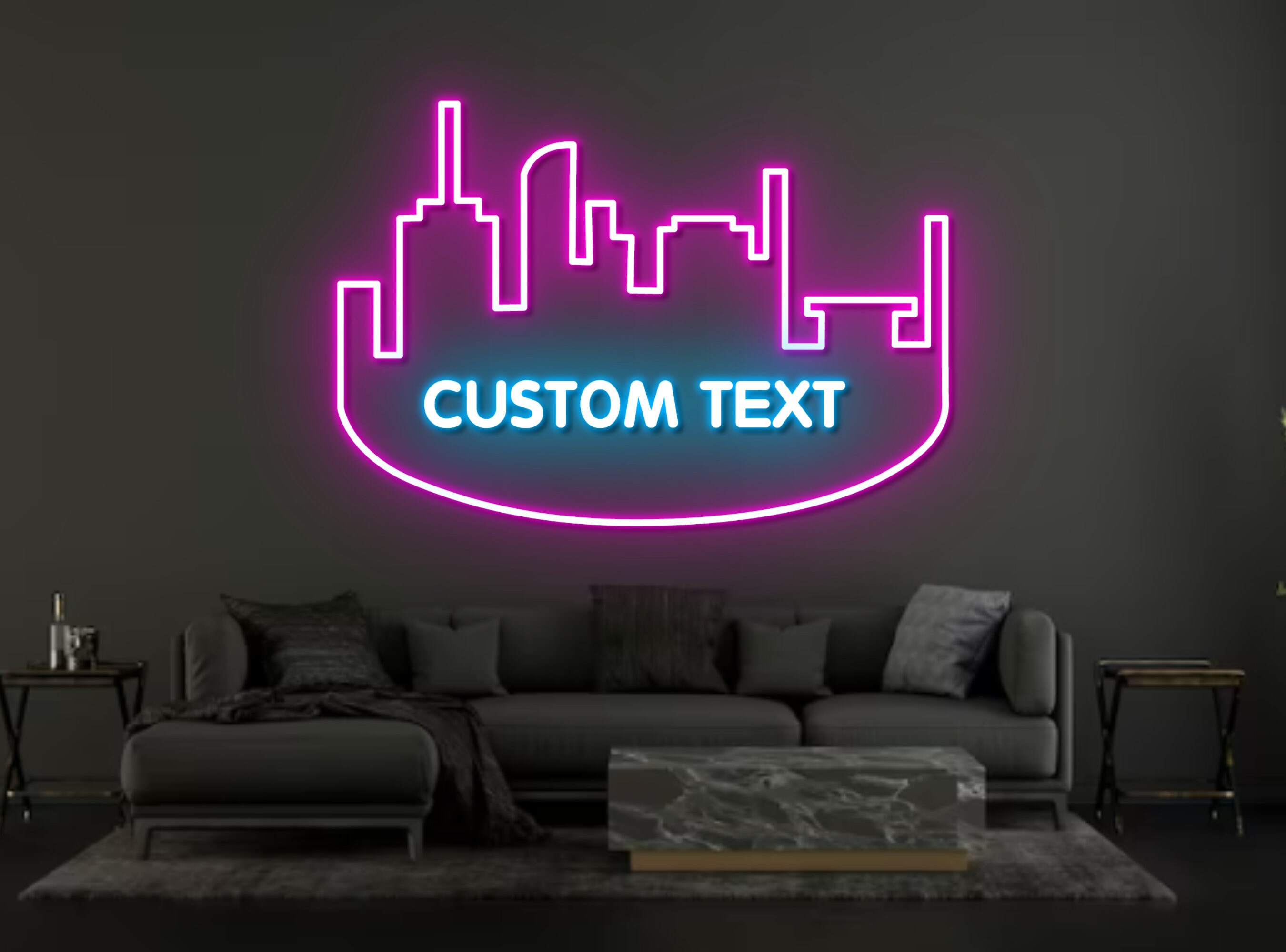 Custom City Skyline Neon Sign Bedroom Decor