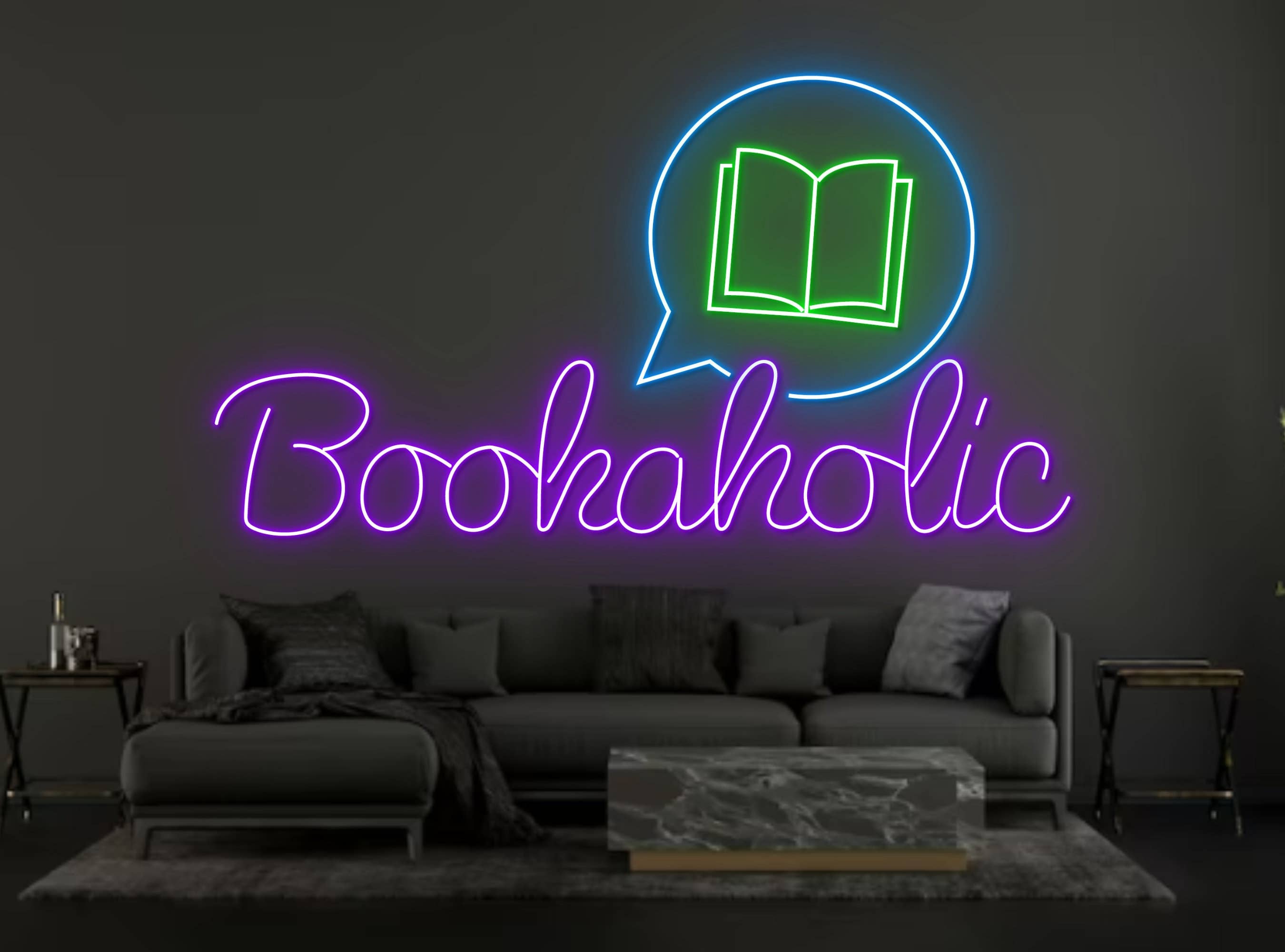 Bookaholic Neon Sign Bookworm Wall Art Decor