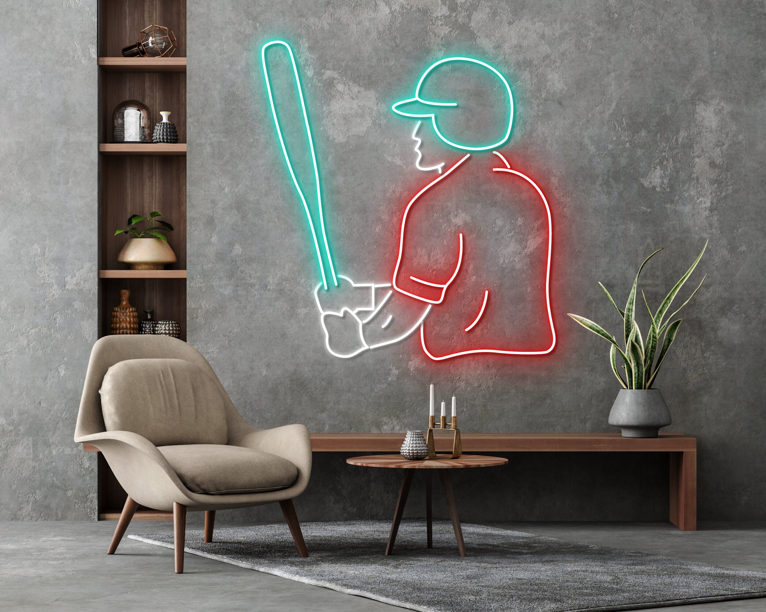 Baseball Player Neon Sign