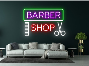 Comb and Scissors Barber Shop Neon Sign