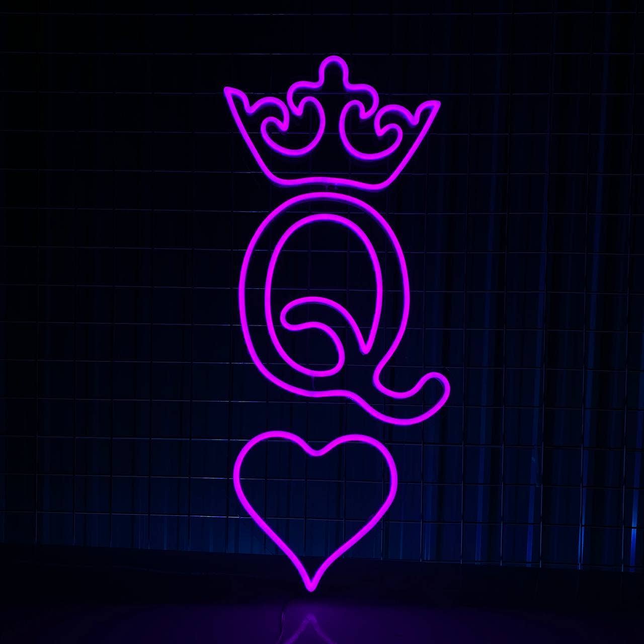 Q of Hearts Led Light Deck Of Cards Neon Sign