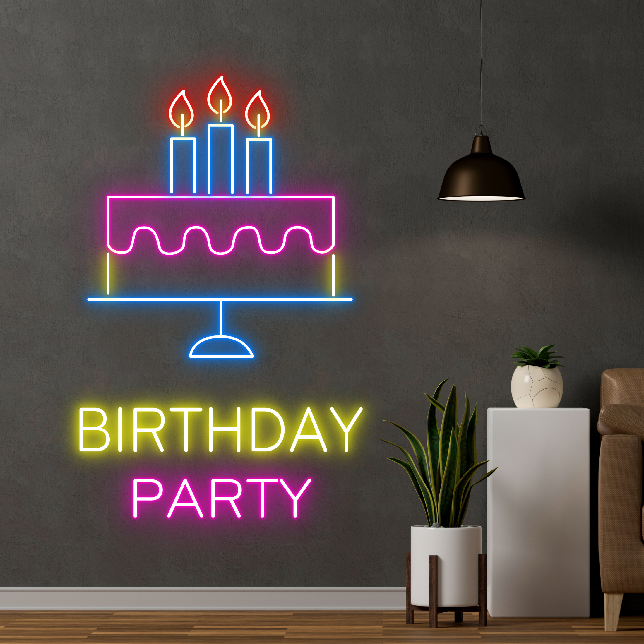 Personalize Birthday Cake Neon Sign Bakery Party Wall Decor