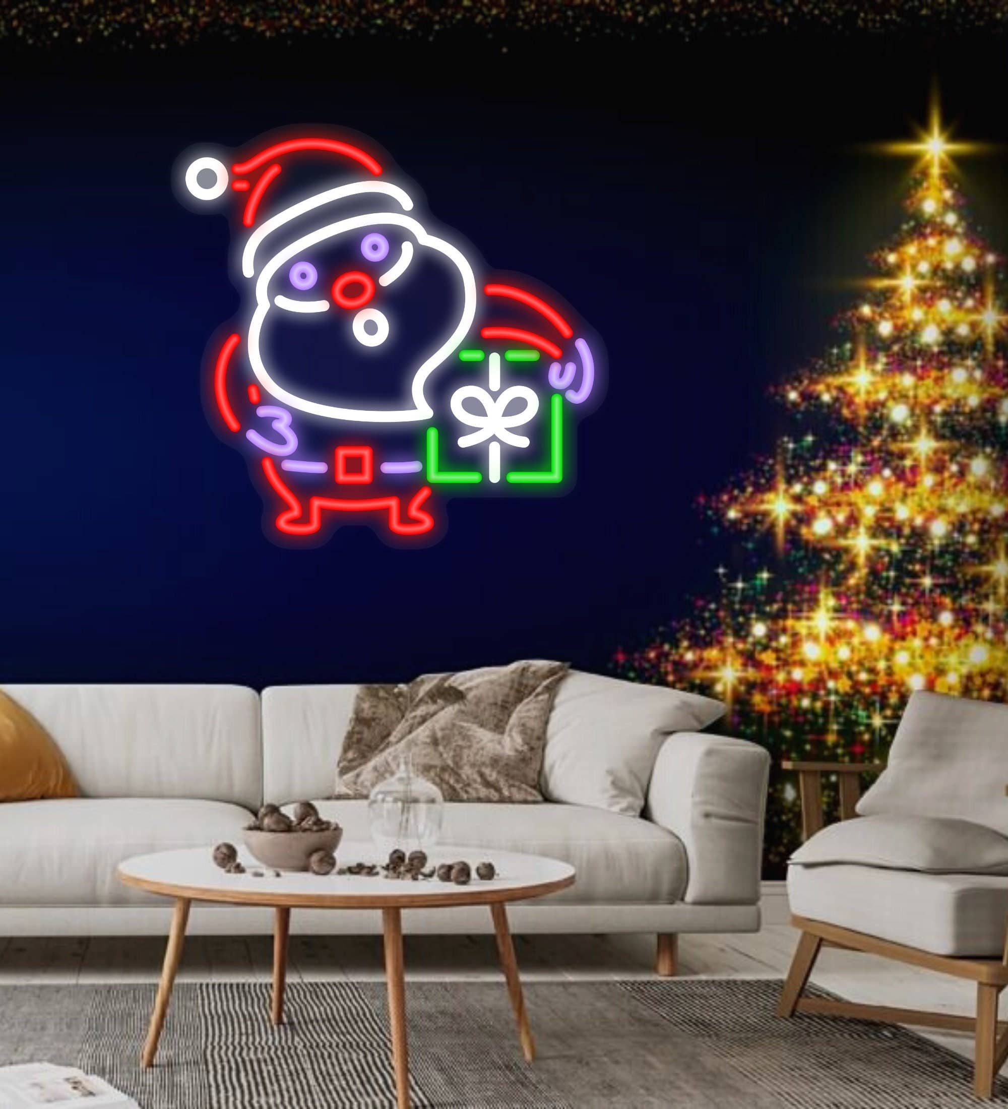 Santa Claus Neon Signs Christmas Party Lights Wall Decor