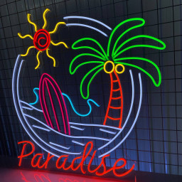 Paradise Beach View Neon Sign Summer Decor