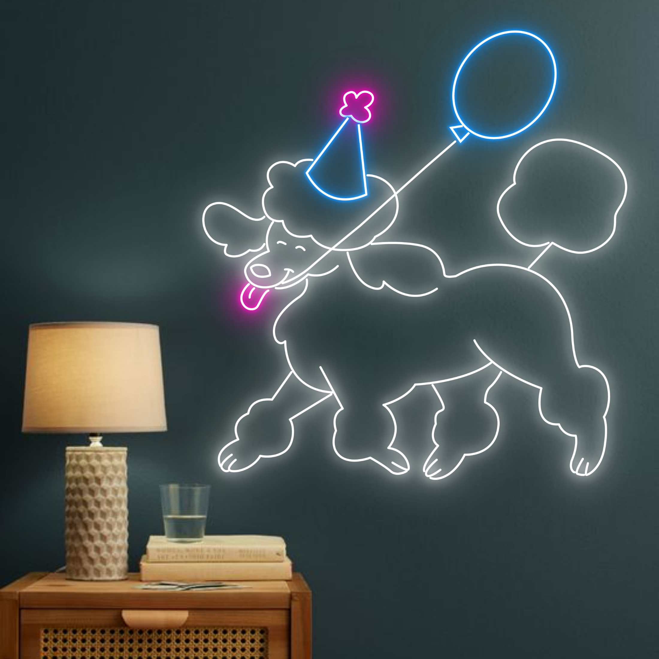 Poodle Dog Balloon Neon Sign Vet Pet Shop Salon Decor