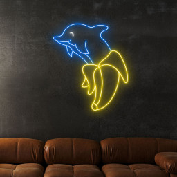 Dolphin Banana Neon Sign Cute Animal Wall Art Decor