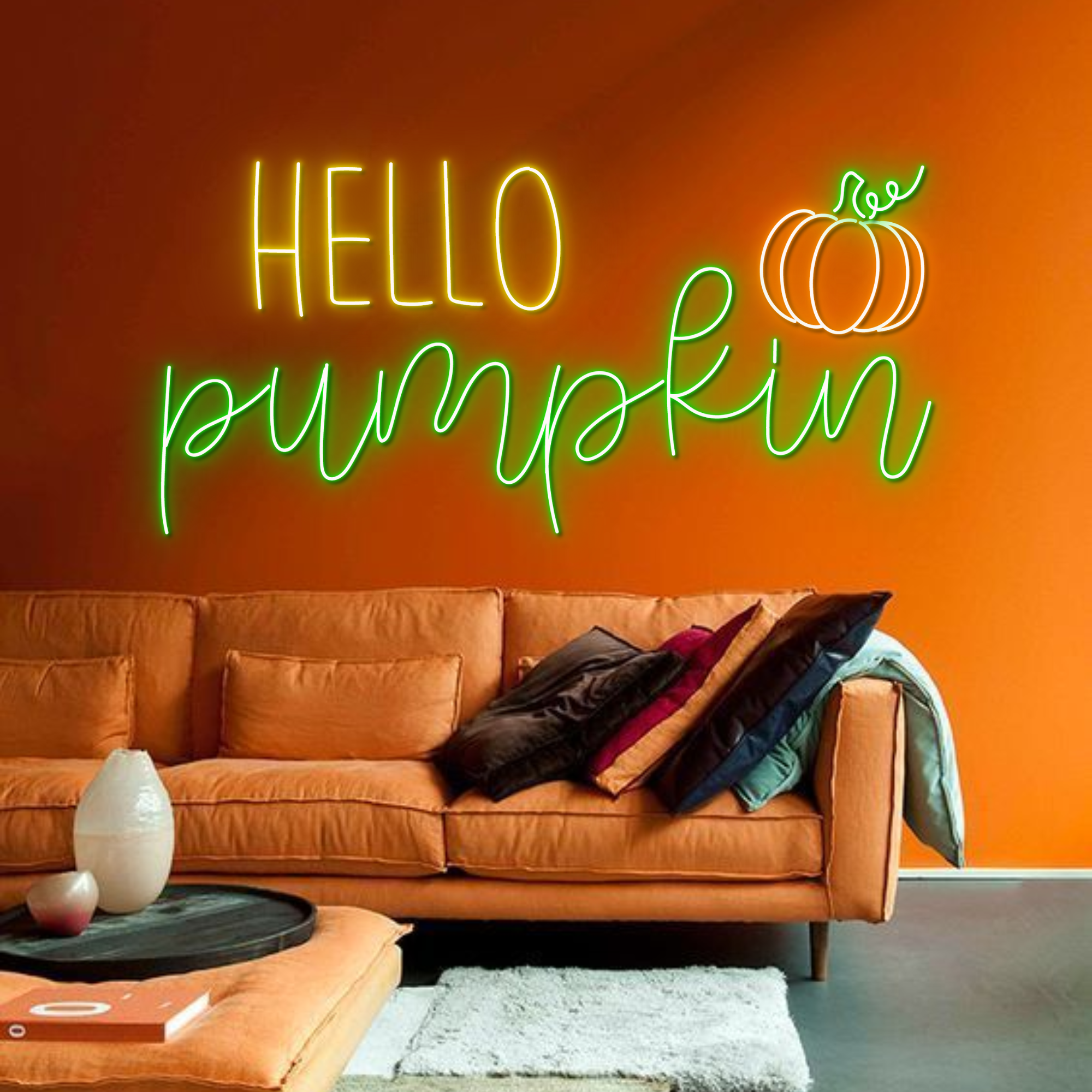 Hello Pumpkin Neon Sign Thanksgiving Light Wall Decor