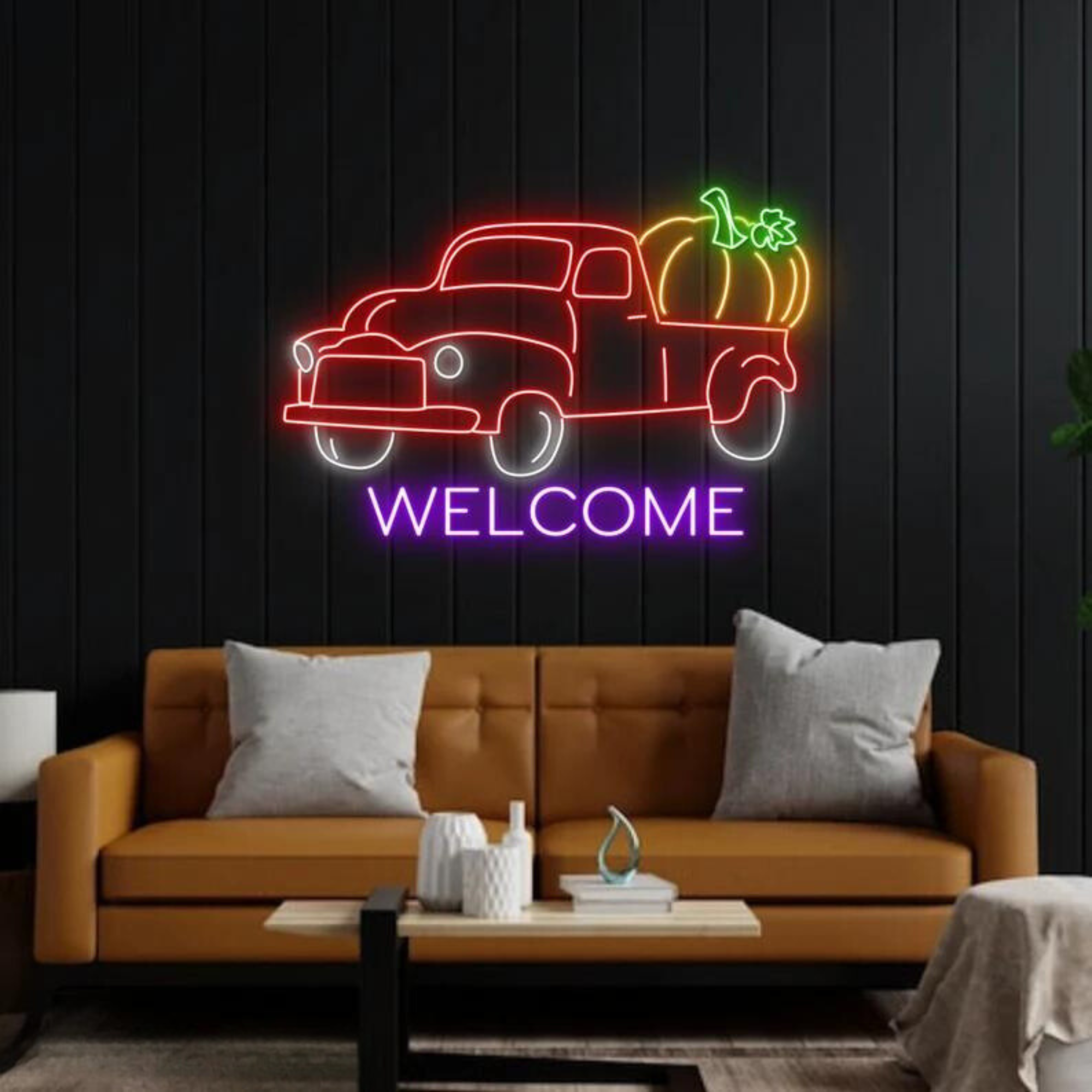 Farm Truck Neon Sign Thanksgiving Farm Decor Welcome Sign