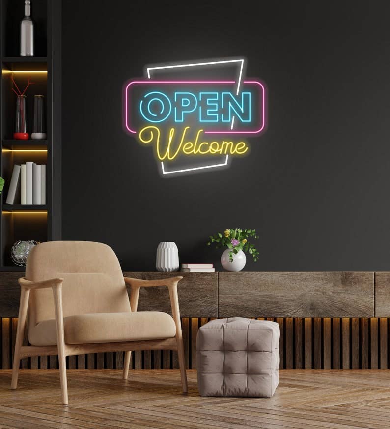 Open Welcome Sign For Store Shop Decor