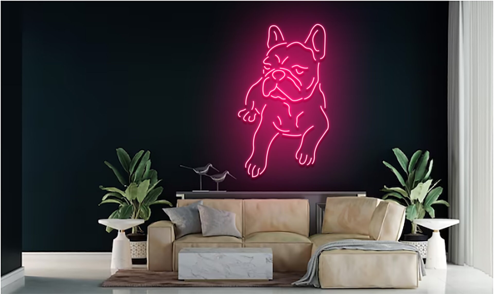 Angry Face French Bulldog Neon Sign