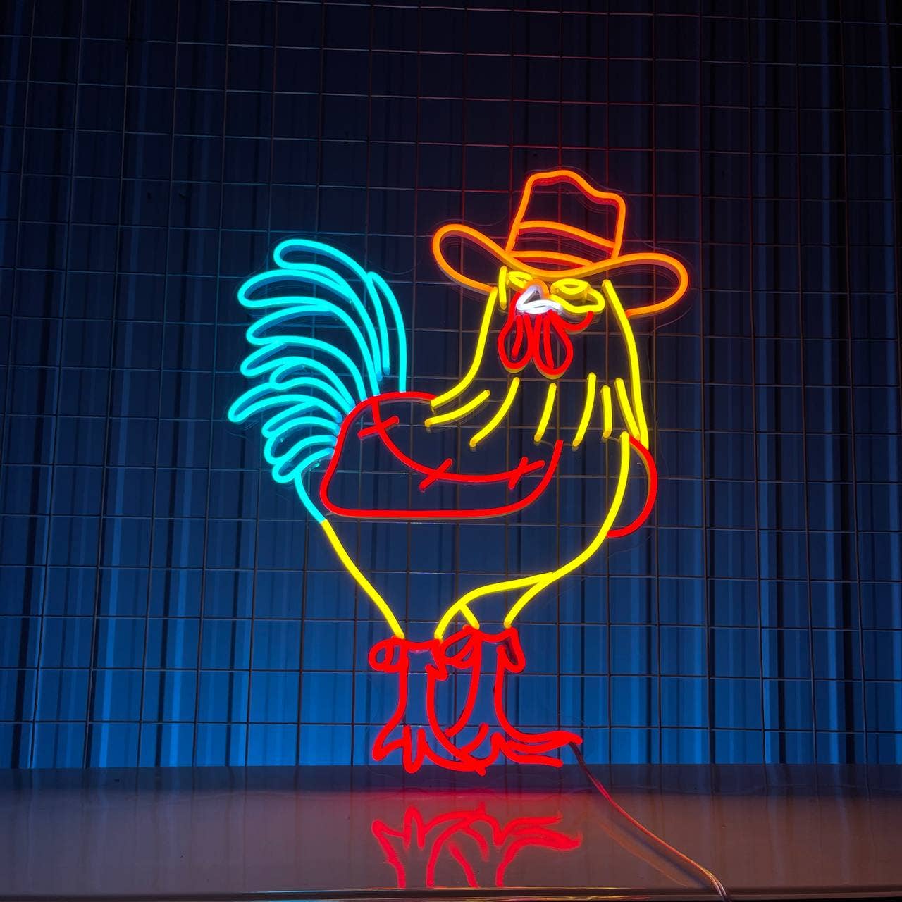 Chicken Cowboy Neon Sign Turkey Thanksgiving Farm Wall Decor