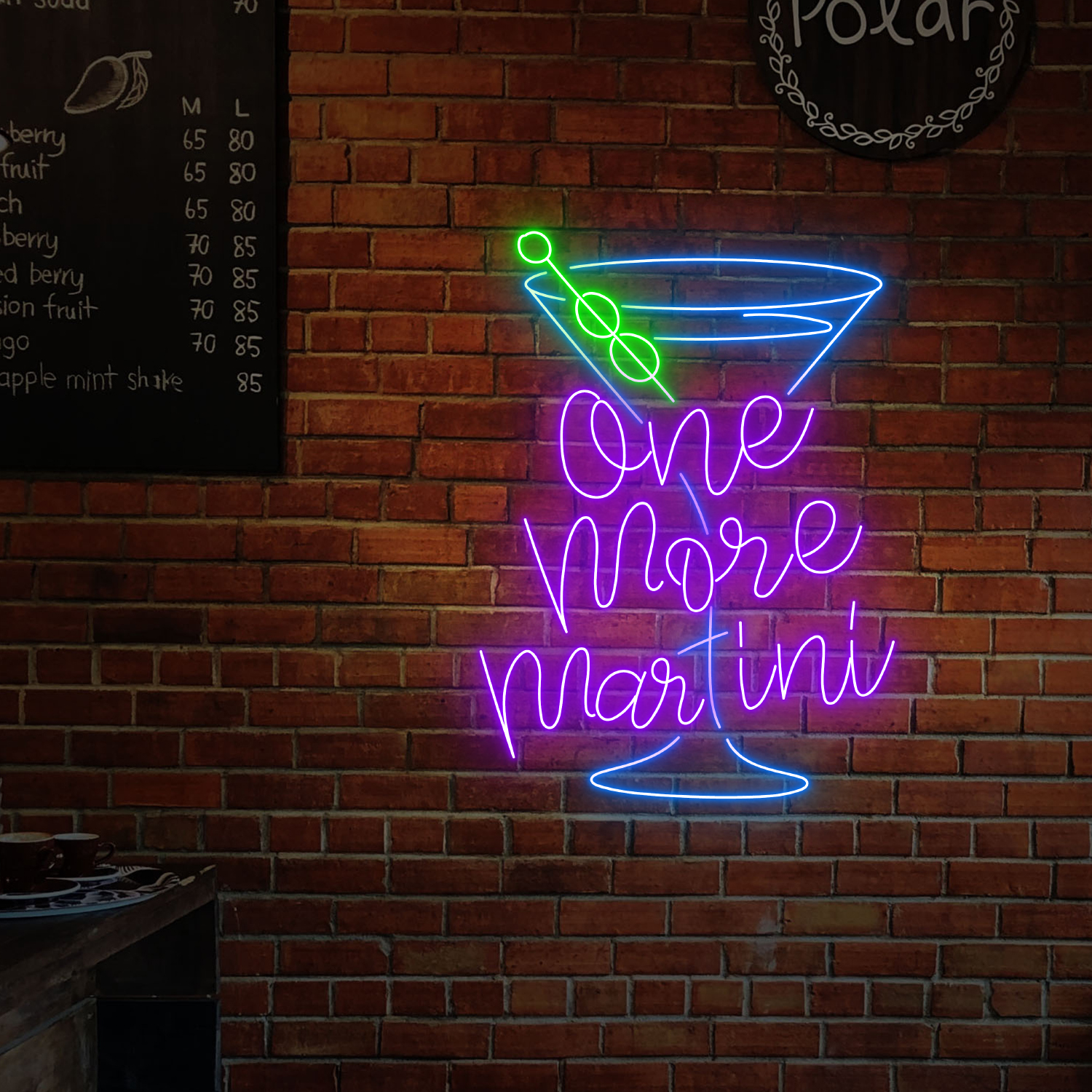 One More Martini Neon Sign Cocktails Bar Wall Decor