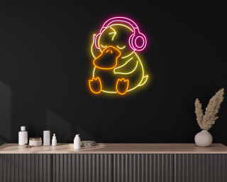 Chibi Duck With Earphone Neon Led Sign