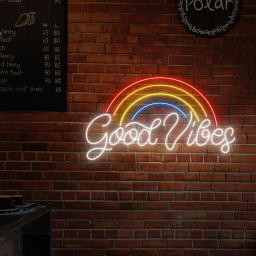 Good Vibes Rainbow Neon Sign Inspirational Quote Wall Decor