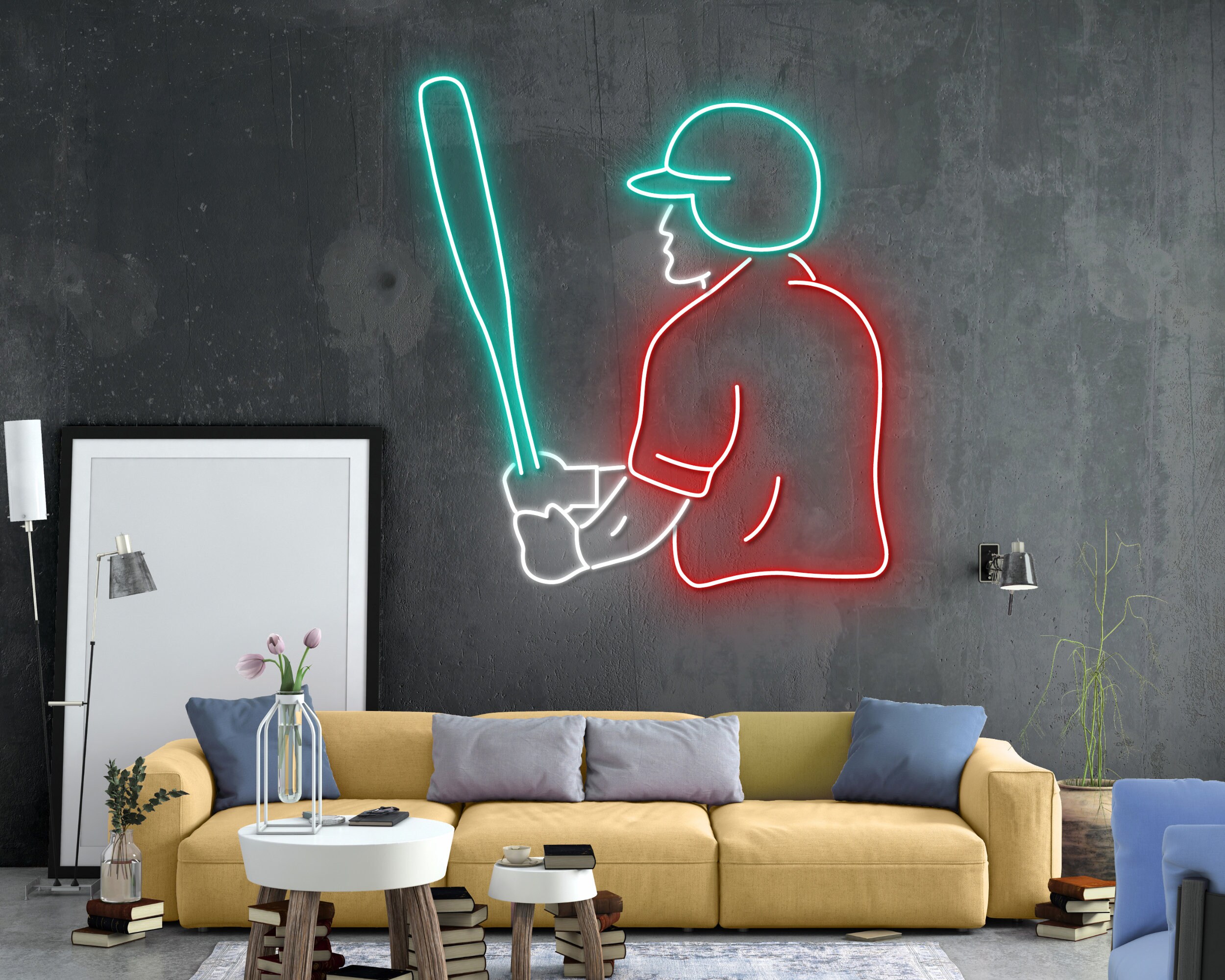 Baseball Player Neon Sign