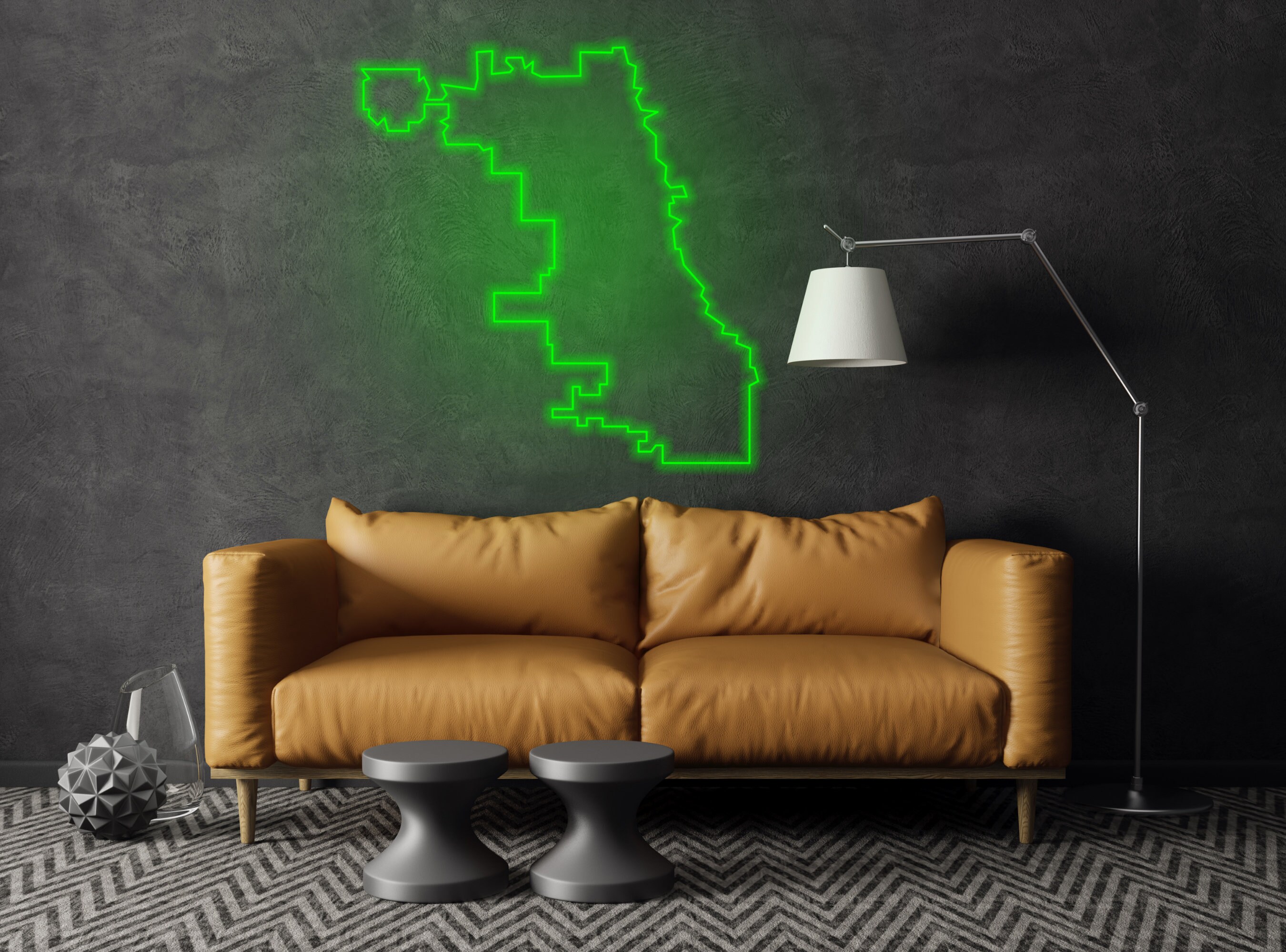 Chicago City Outline Map Neon Sign City Of US