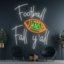 Football And Fall Y'all Neon Sign Football Club Store Decor