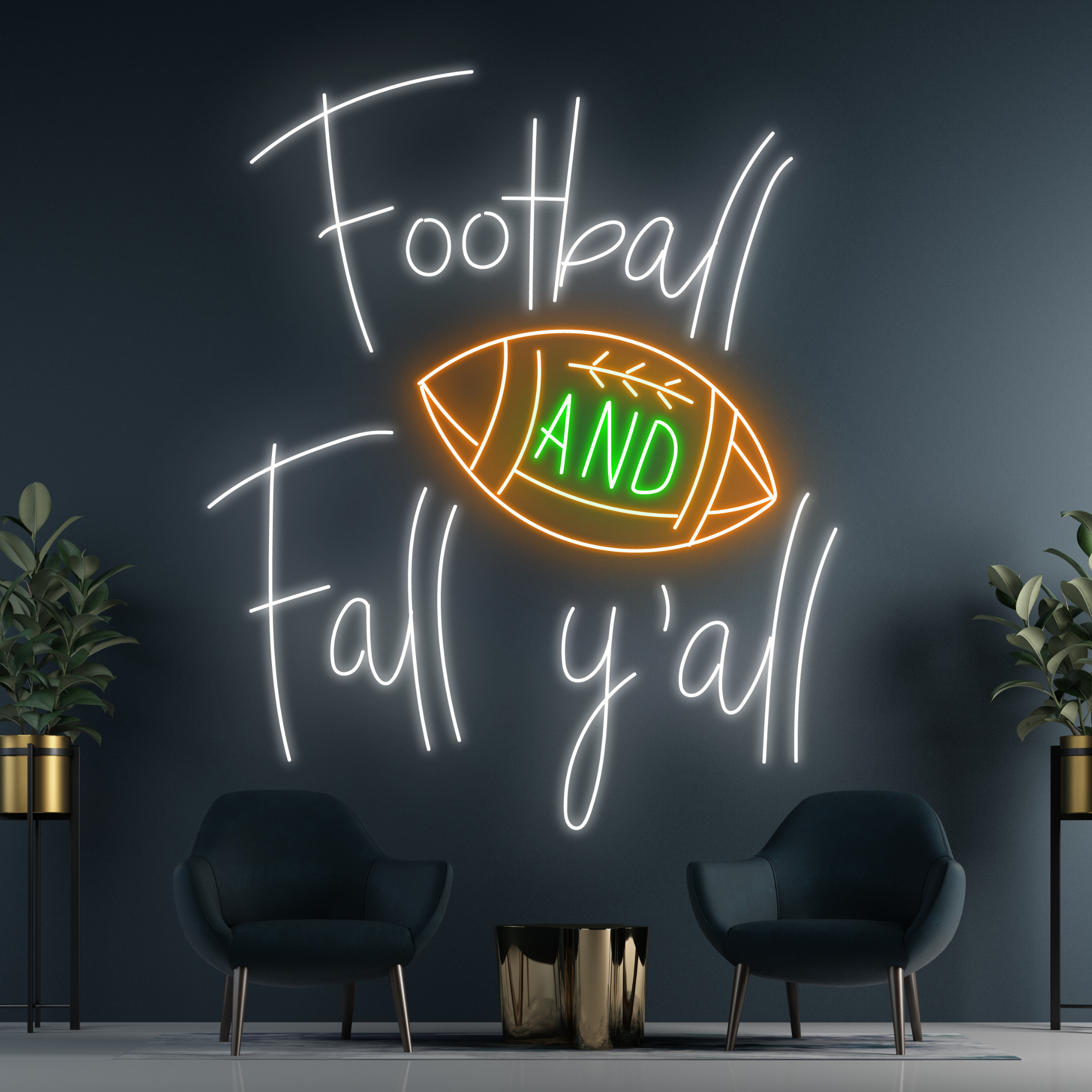 Football And Fall Y'all Neon Sign Football Club Store Decor