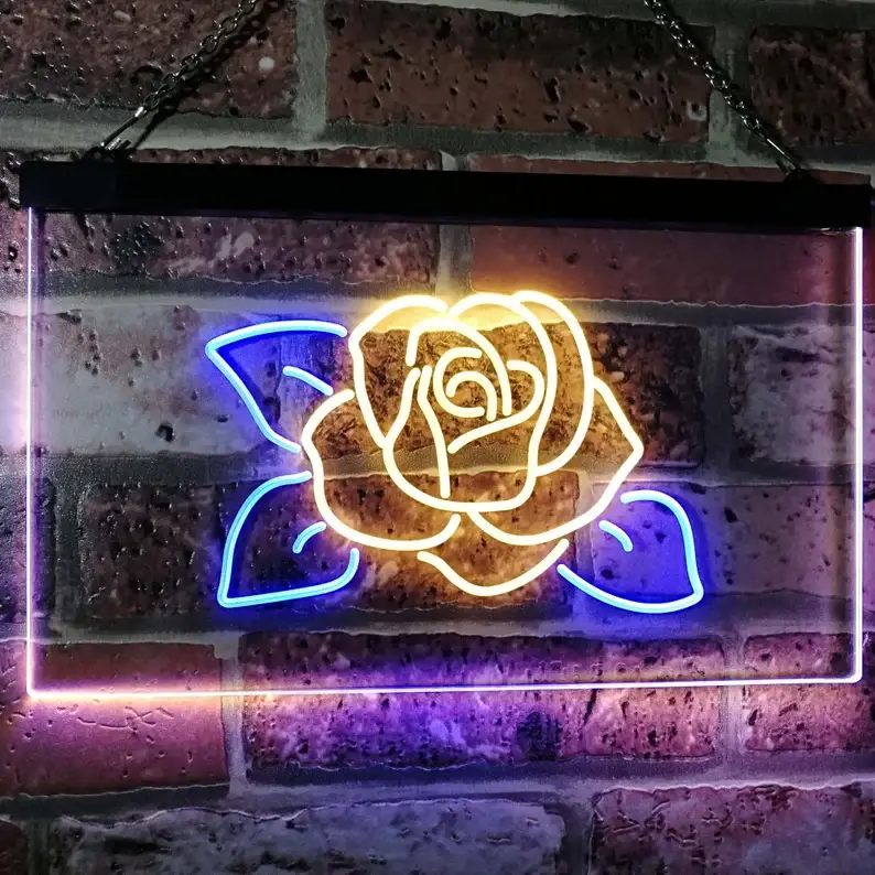 Rose Flower Neon Sign Boutique Shop Flower Plant Shop Decor