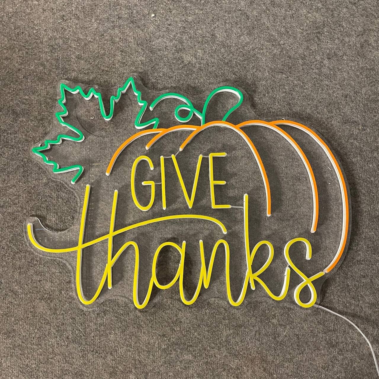 Give Thanks Neon Sign Thanksgiving Light Wall Decor