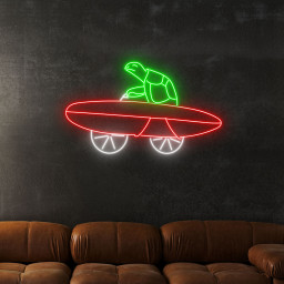 Turtle Skateboarding Neon Sign Skateboard Wall Decor