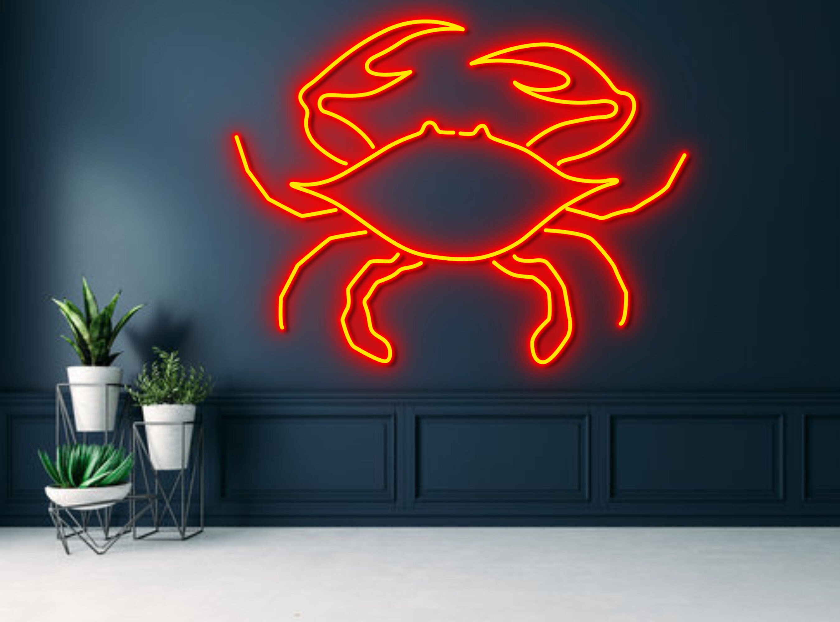 Crab Seafood Open House Restaurant Neon Sign Beach Kitchen Decor