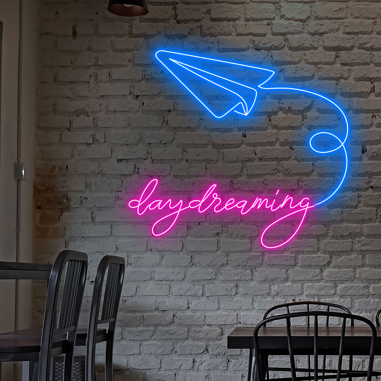 Paper Airplane Day Dreaming Neon Sign Wall Art Decor