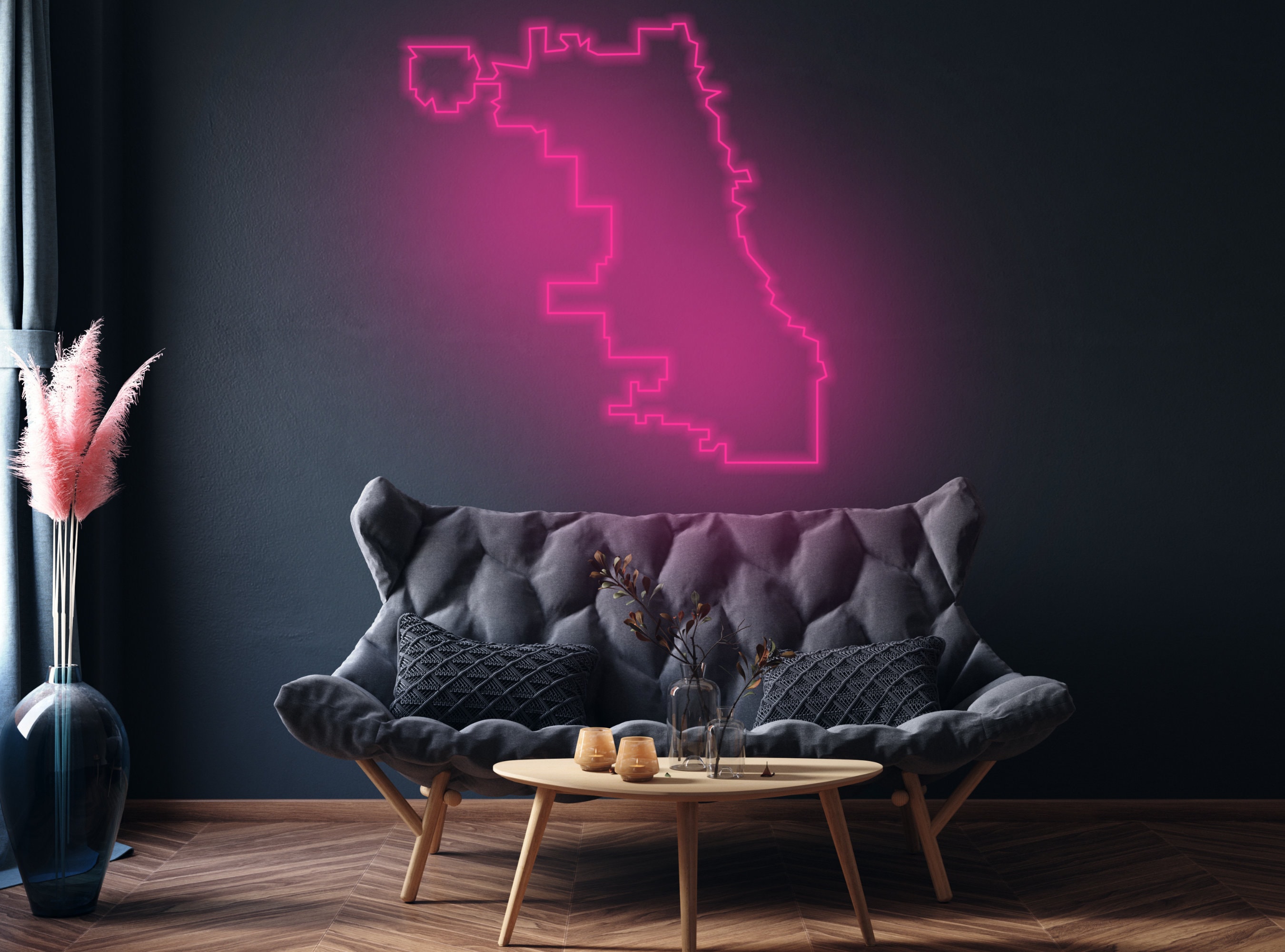 Chicago City Outline Map Neon Sign City Of US