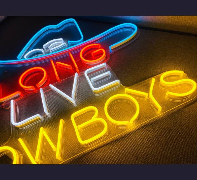 Long Live Cowboys Neon Sign Retro Decor