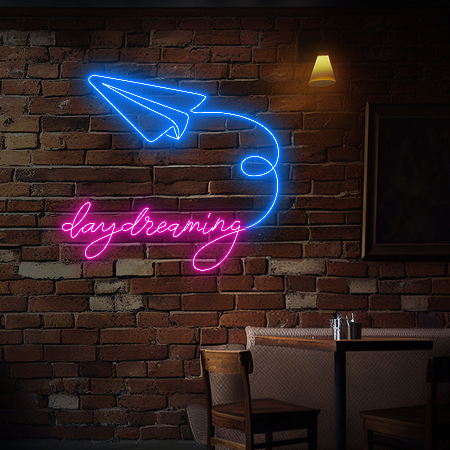 Paper Airplane Day Dreaming Neon Sign Wall Art Decor