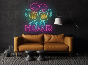 Happy Hour Neon Sign Cup Of Beer Store Decoration