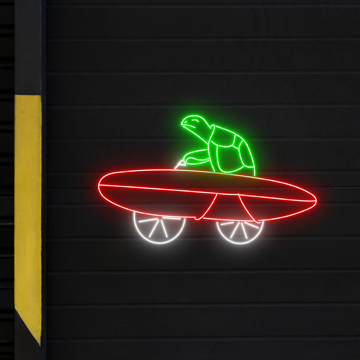 Turtle Skateboarding Neon Sign Skateboard Wall Decor