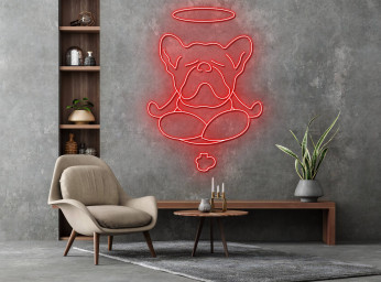 Cute Bulldog Yoga Neon Sign Wall Decor