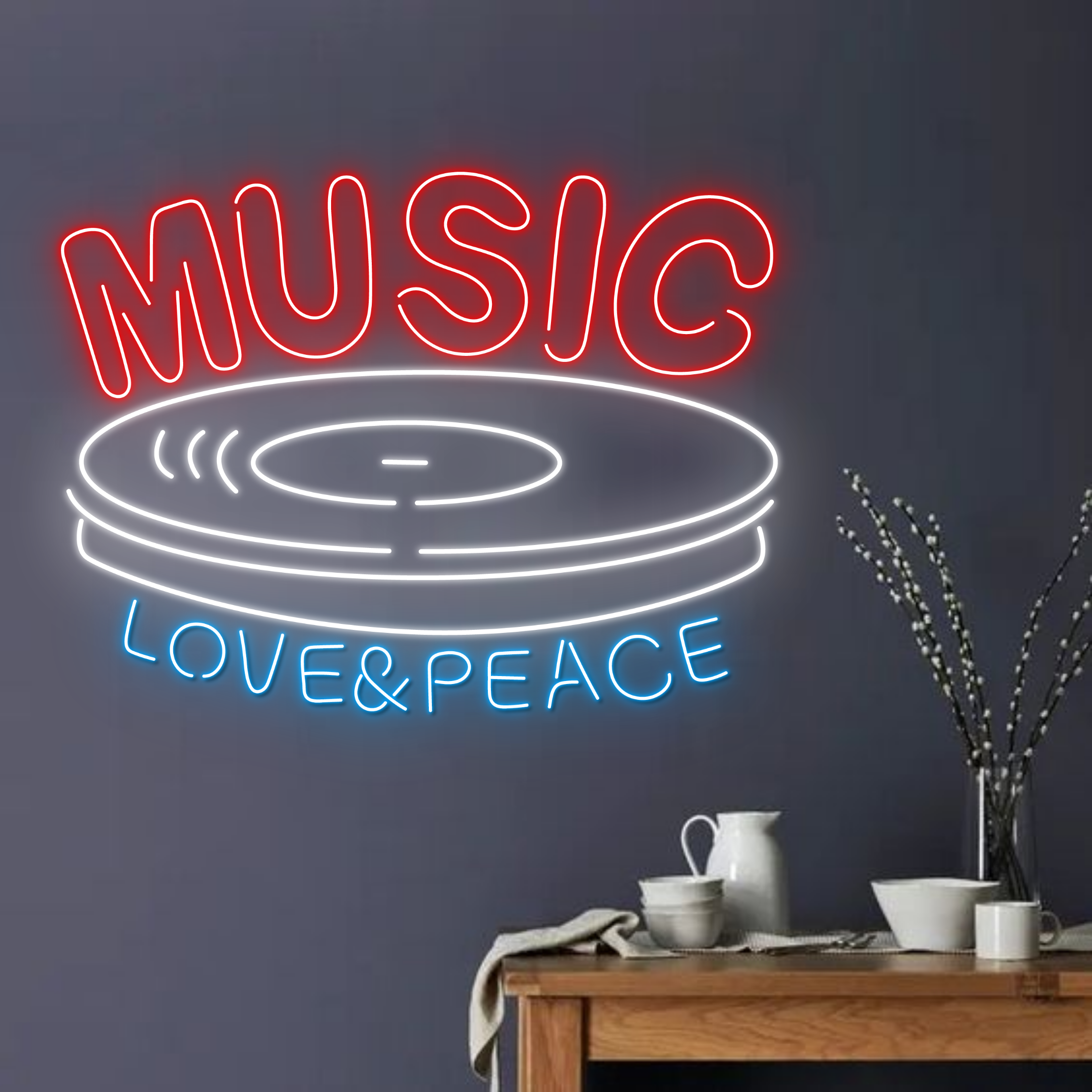 Music Love And Peace Neon Sign Music Studio Decor