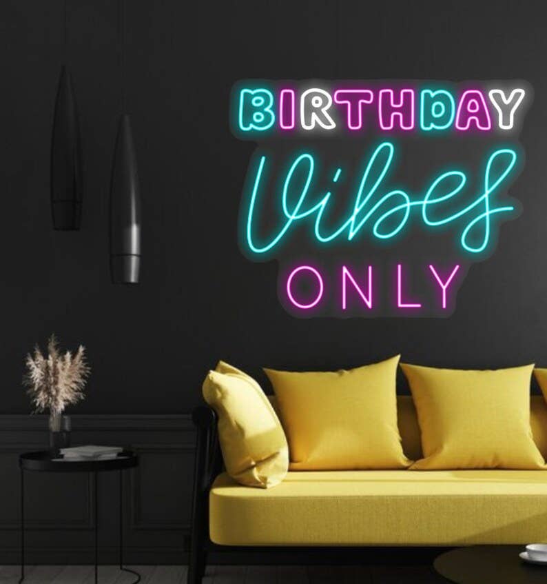 Birthday Vibes Only Neon Sign Birthday Party Decor