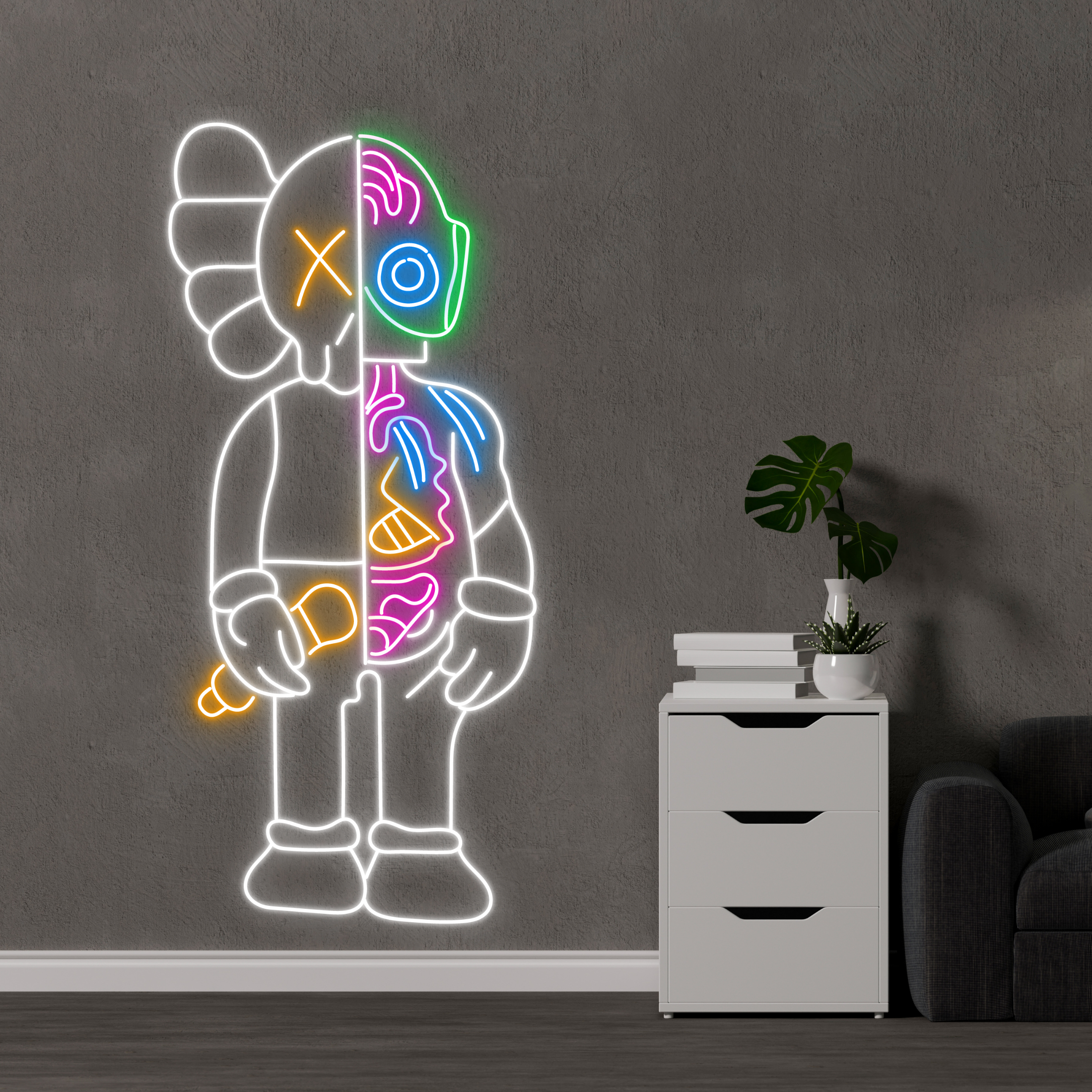 KAWS Supreme Neon Signs Cartoon Wall Art Decor