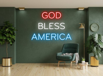 God Bless America Neon Sign Independence Day Wall Decor