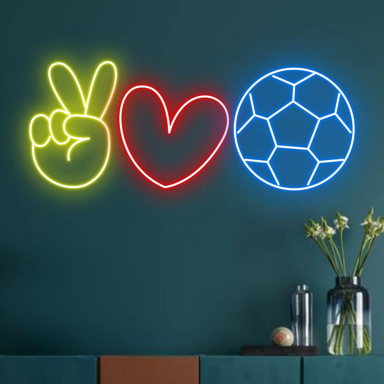 Love Soccer Football Neon Sign Soccer Club Wall Decor