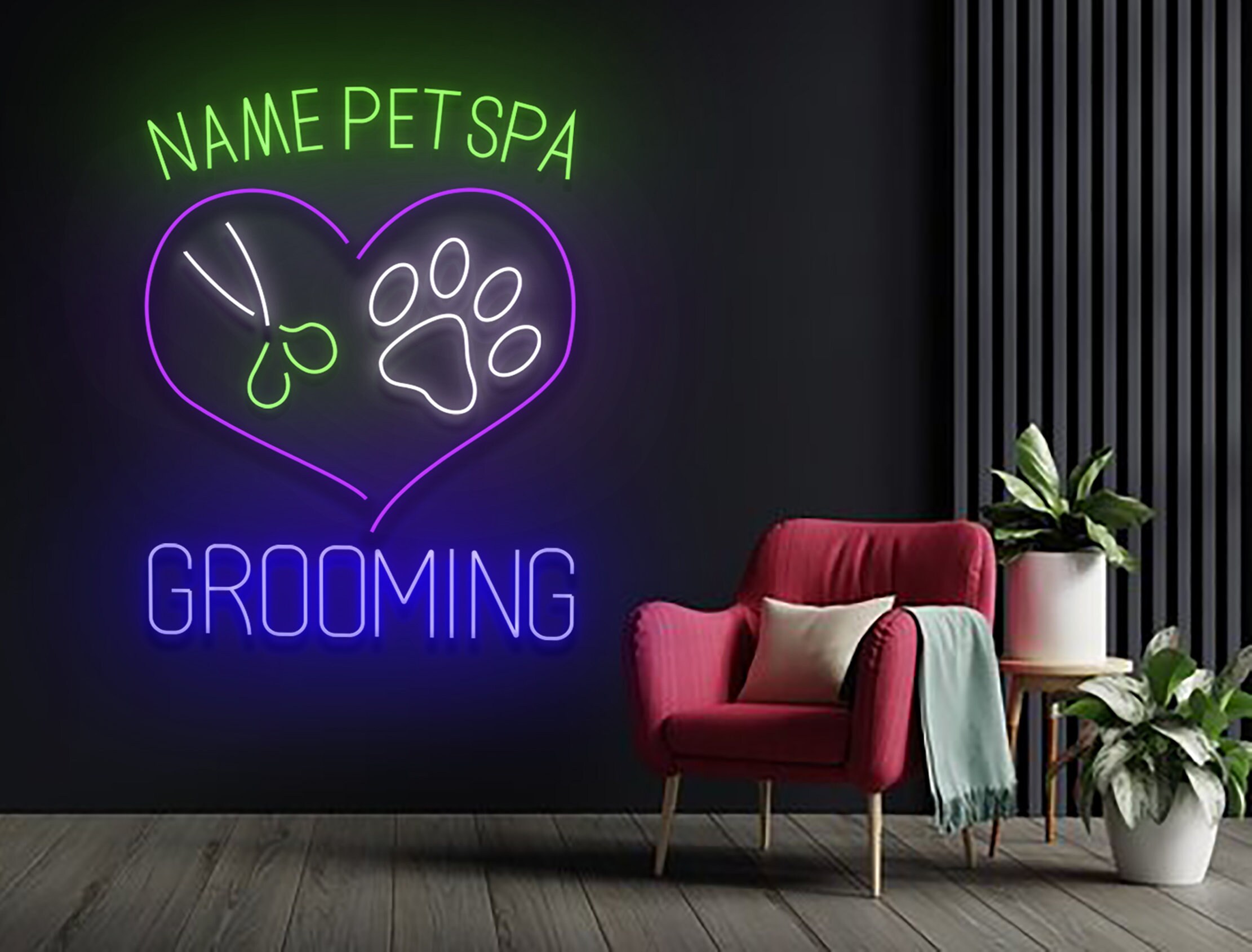 Custom Pet Spa Shop Dog Cat Neon Sign