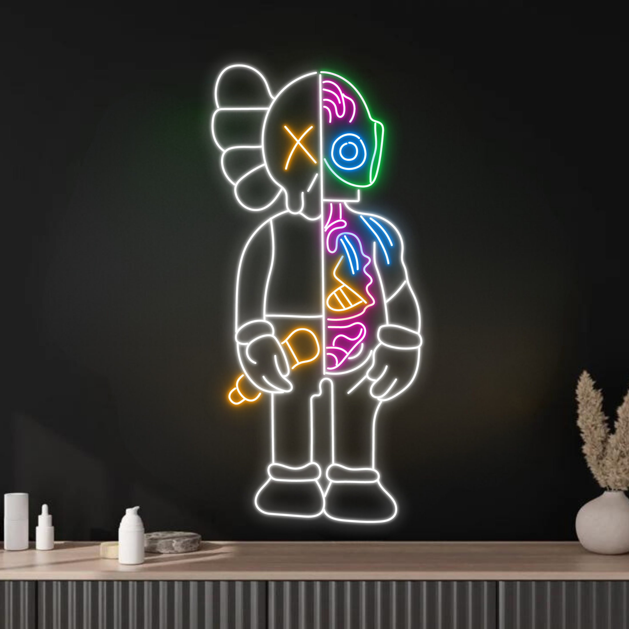 KAWS Supreme Neon Signs Cartoon Wall Art Decor