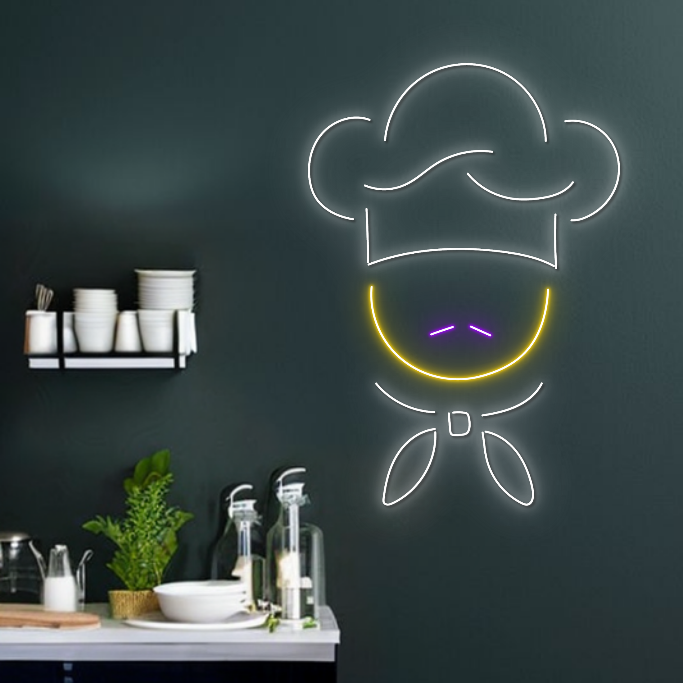 Chef Neon Sign Restaurant Logo Signboard Long-lasting Decor