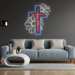 Daisy Faith Neon Sign Cross Jesus Led Sign