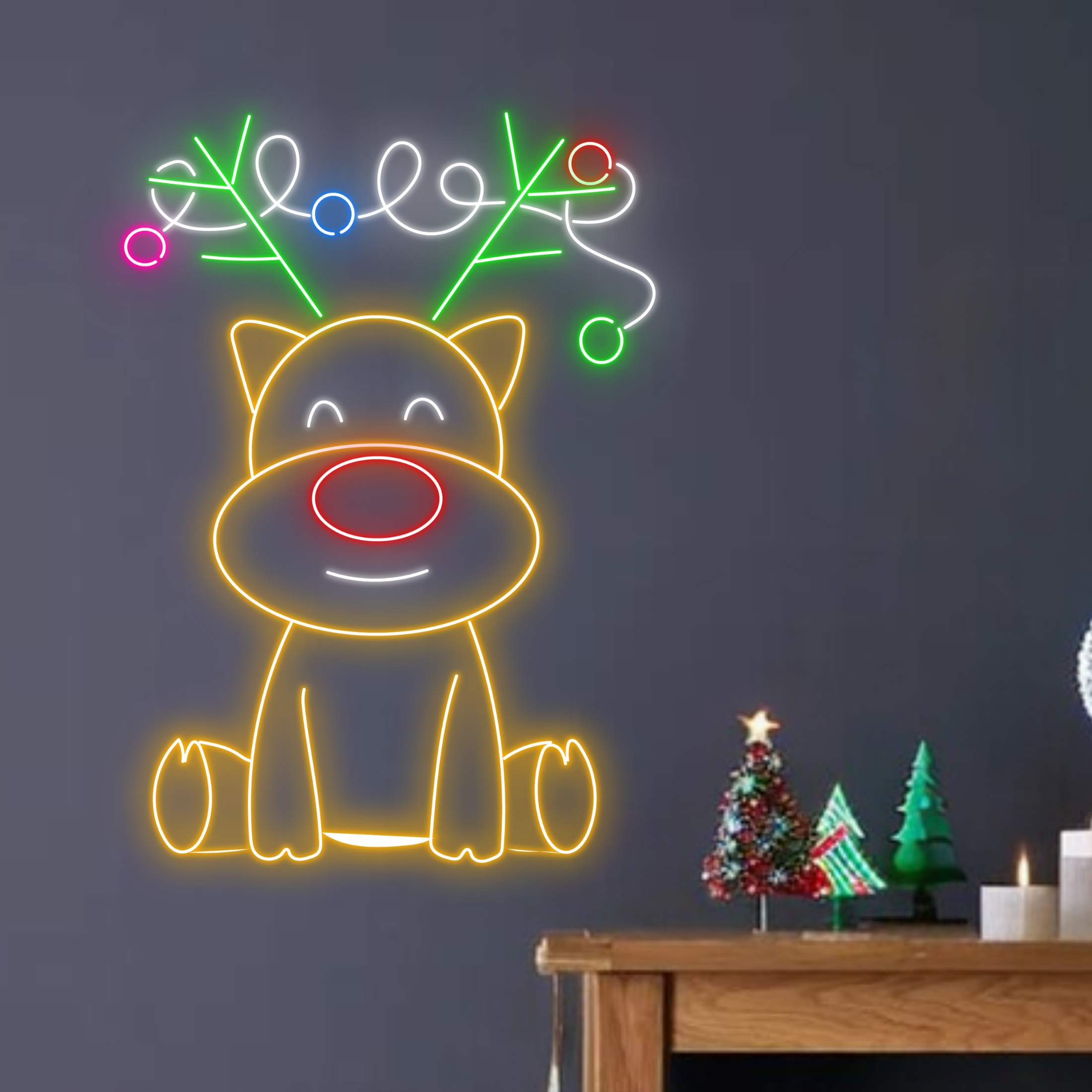 Reindeer Christmas Neon Sign Christmas Lights Decoration