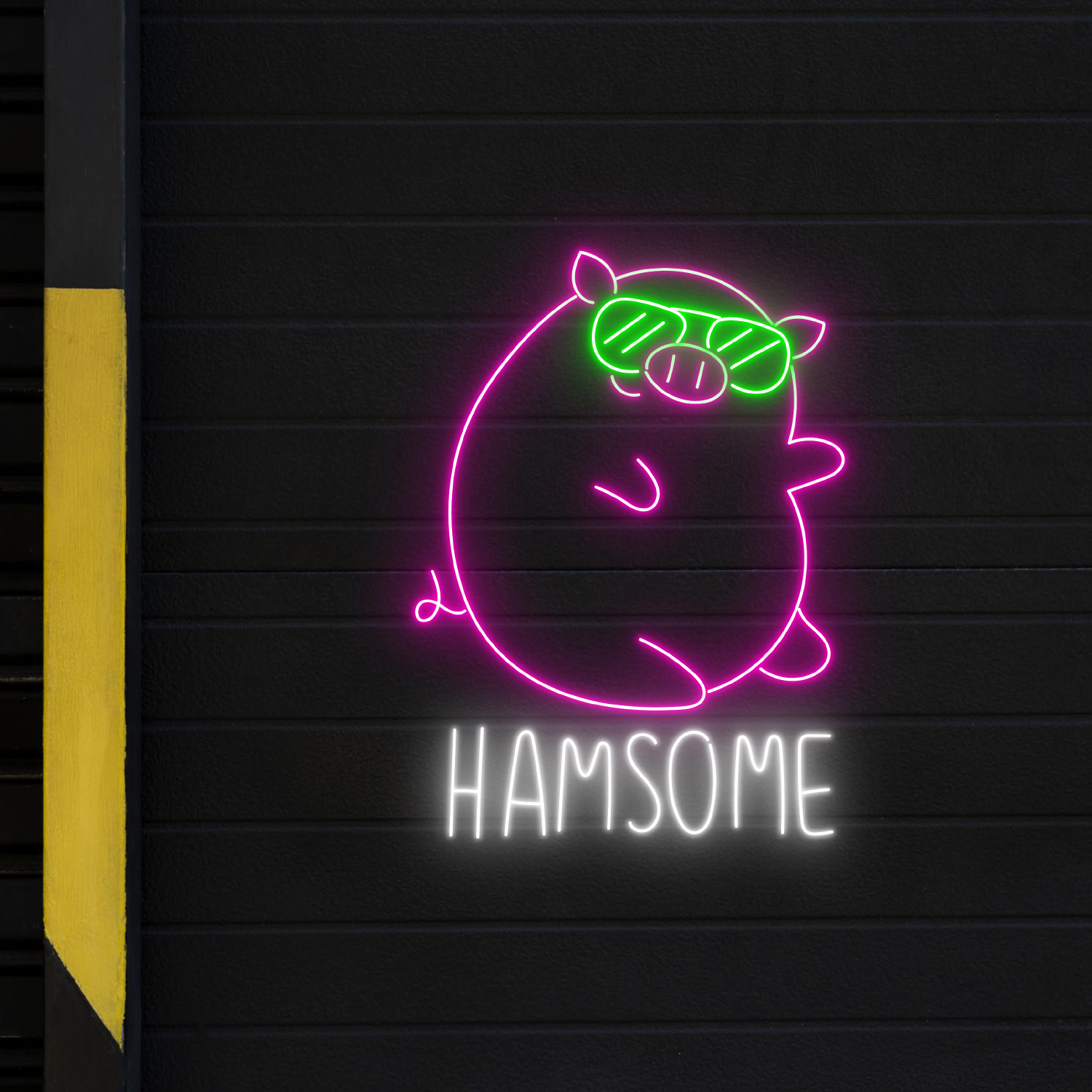 Hamsome Pig Neon Sign Funny Animal Wall Decor