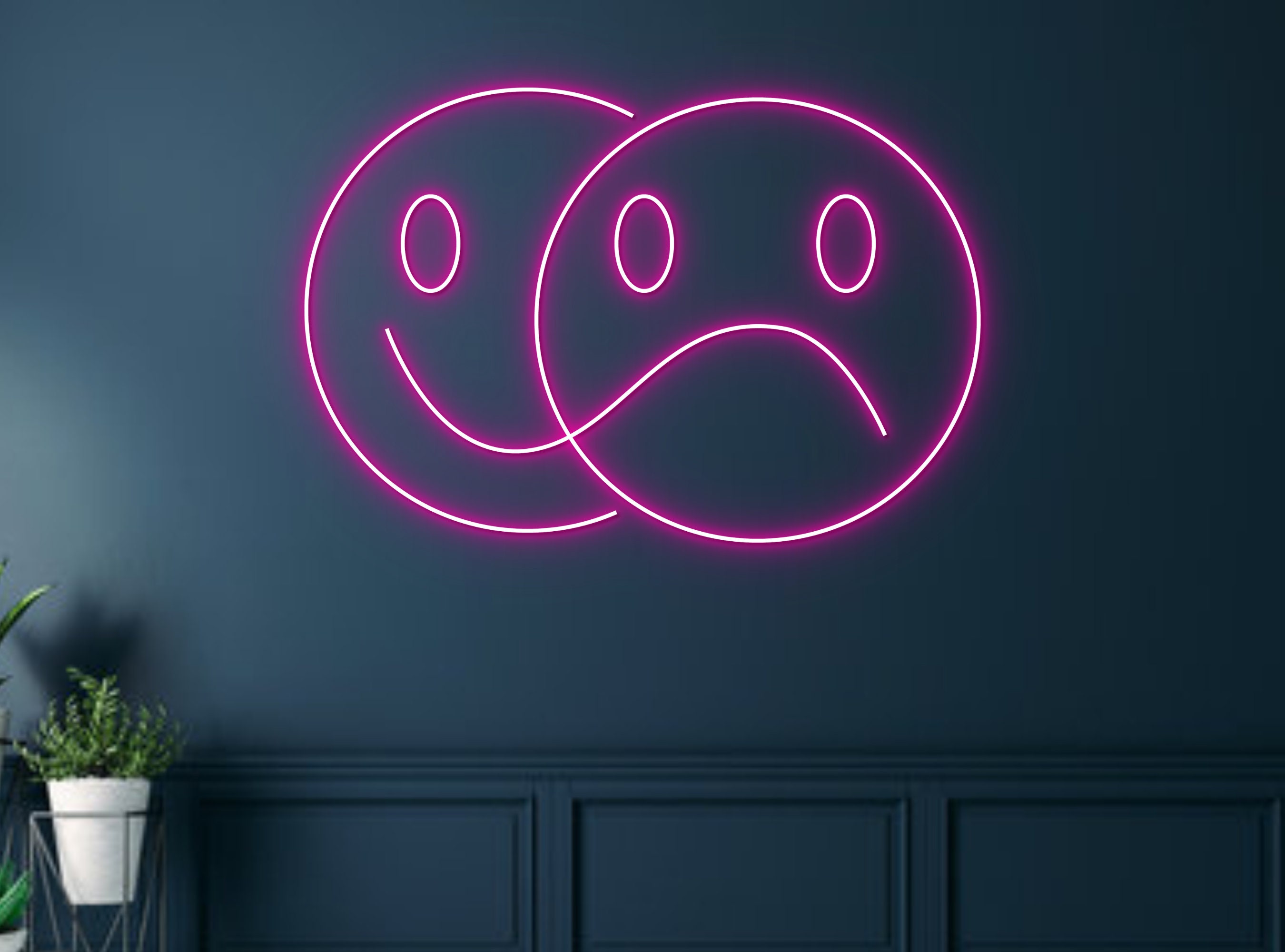 Smiley Sad Face Logo Neon Sign