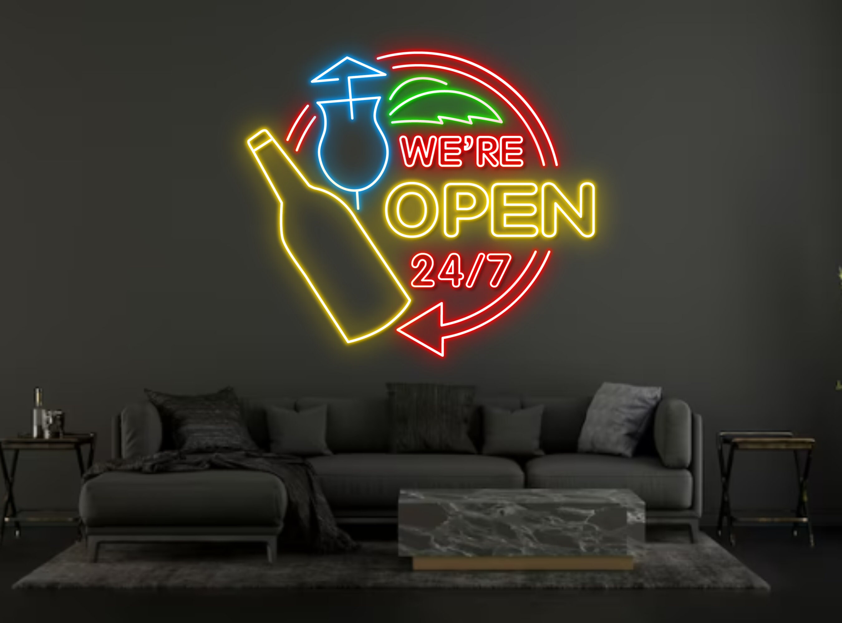 We Are Open 24/7 Neon Sign